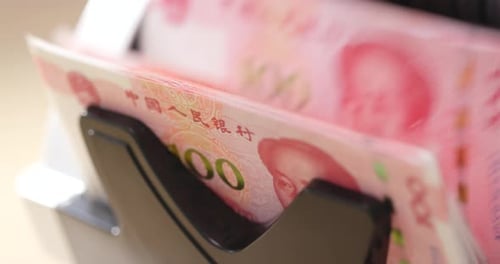 Machine Counts Chinese Yuan Renminbi Banknotes