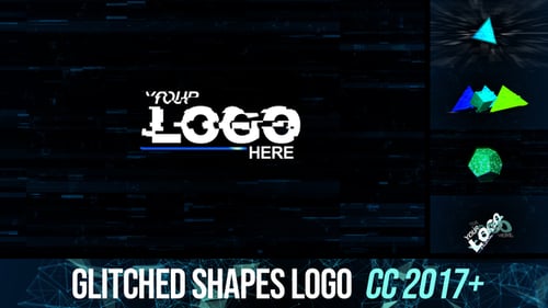 Glitched shapes logo intro