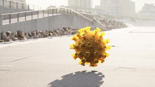 Realistic 3D Virus Model Animated on Street Background