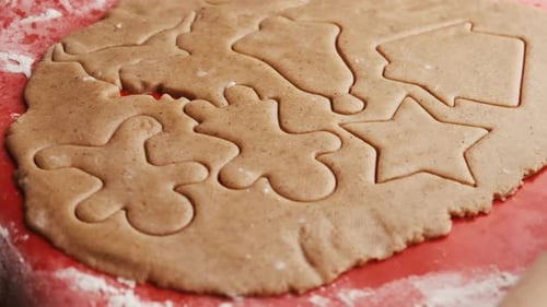 Christmas Cookie Dough Shapes Close Up