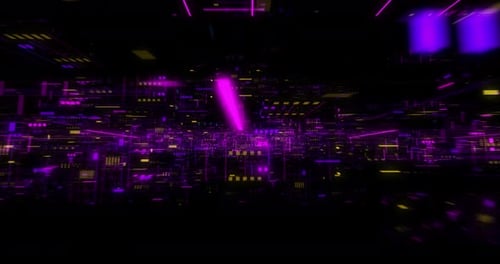 Animated Futuristic Digital Grid Data Tunnel