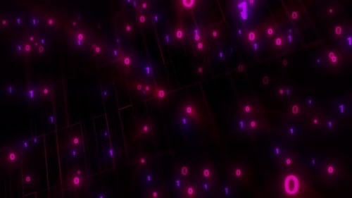 Digital 0-1 numbers data animation