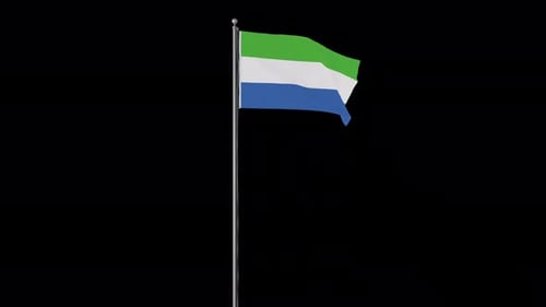 Waving Sierra Leone National Flag on Pole