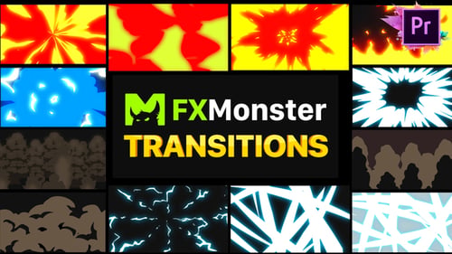 Cartoon Action Transitions | Premiere Pro MOGRT