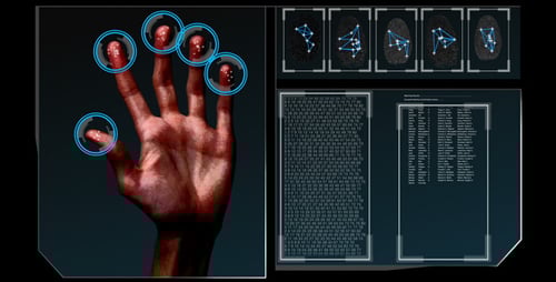Futuristic Biometric Fingerprint Scan UI Technology