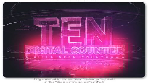 Futuristic Digital Neon Countdown Opener with HUD Elements