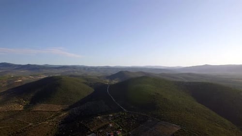 Aerial Nature Scene of Green Hills and Farmlands, Greece