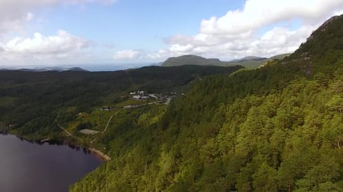 Aerial view of mountains lakes in summer