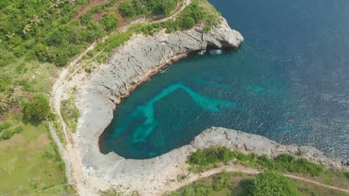 Aerial View of the Small Island of Nusa Penida Island From the Atuh Rija Lima Shrine on Nusa Penida