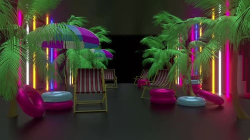 Neon Tropical Beach Party Loop Background