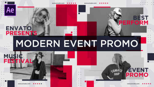 Dynamic Event Promotion with Geometric Graphics and Bold Text Reveals