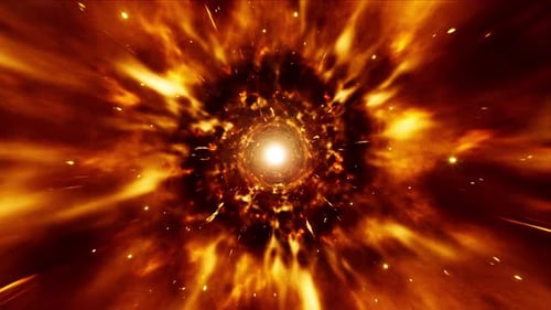 Warp Speed Fiery Tunnel Travel Loop Background