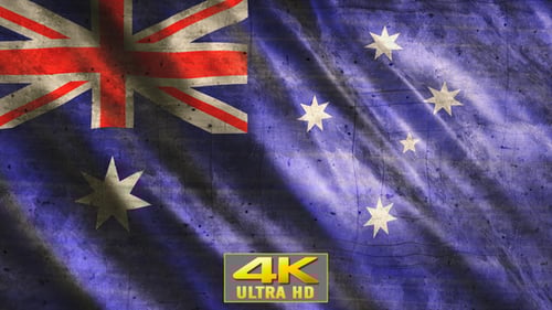 Waving Grunge Australian Flag Background