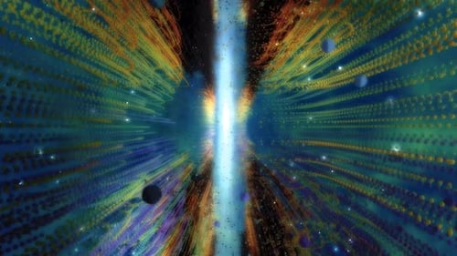 Abstract Cosmic Tunnel of Colorful Particles and Light