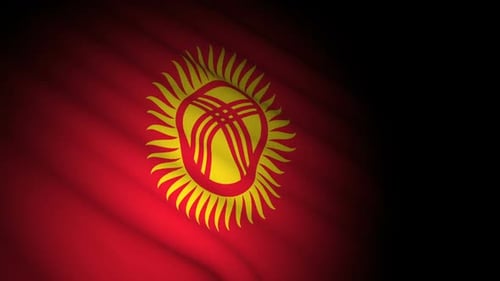 Kyrgyzstan National Flag Waving with Realistic Fabric Effect