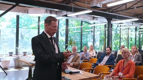 Business Presentation with Diverse Adults in an Urban Office