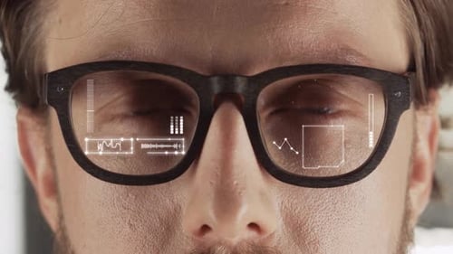 Young Adult Wearing Augmented Reality Glasses
