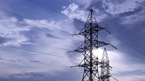 Power Transmission Line With Cloudy Sky