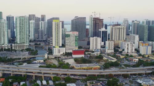 Aerial view of suspended roads in Miami