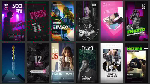 Dynamic Social Stories with Kinetic Typography and Geometric Transitions