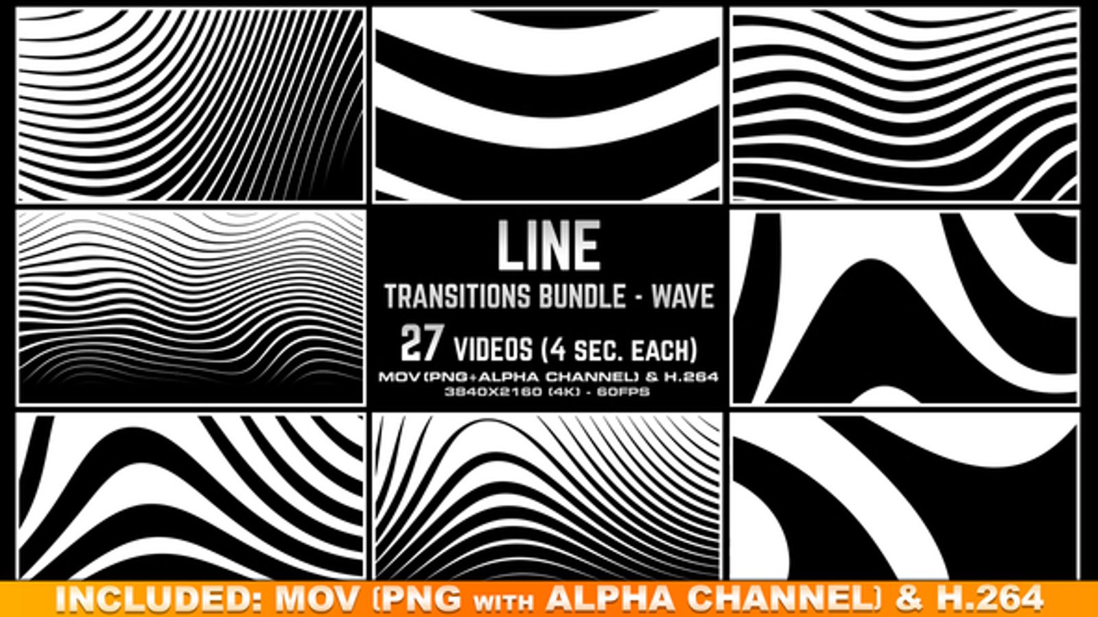 Animated Geometric Line Wave Transitions Pack, Transitions Motion ...