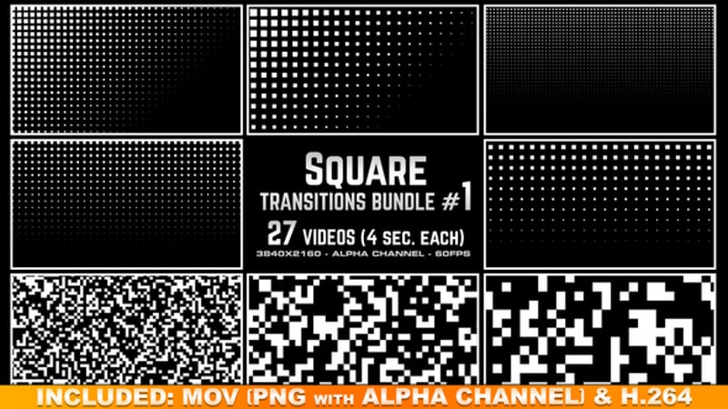 Square Transitions Bundle 1 - 4K, Transitions Motion Graphics ft. matte ...