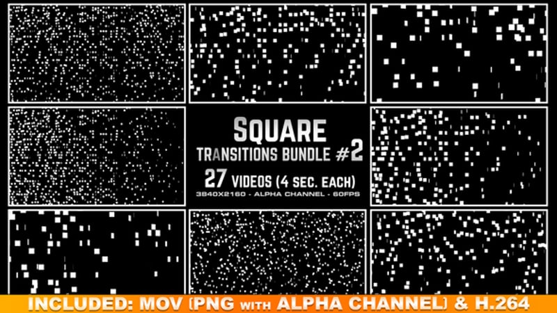 Square Transitions Bundle 1 - 4K, Transitions Motion Graphics ft. matte ...