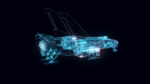 Futuristic Combat Jet Hologram Rotating Hd
