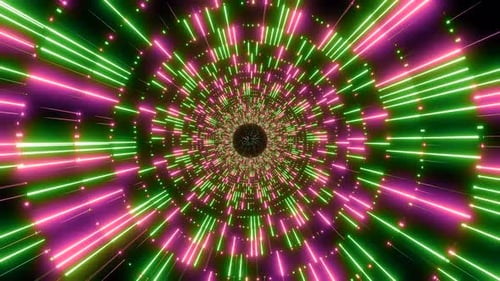 Flying Inside Colorful Flashing Time and Space Neon Tunnel Seamless Loop