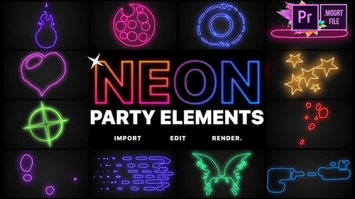 Elementos de fiesta de neón | Premiere Pro MOGRT