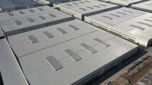 Factory building in city