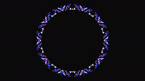 black background. For show, colorful bright ornaments. round shape