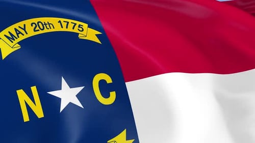 Realistic North Carolina State Flag Waving in Wind