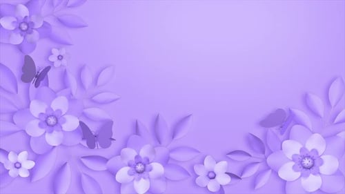 Blumen und Schmetterlinge, lila Hintergrundschleife