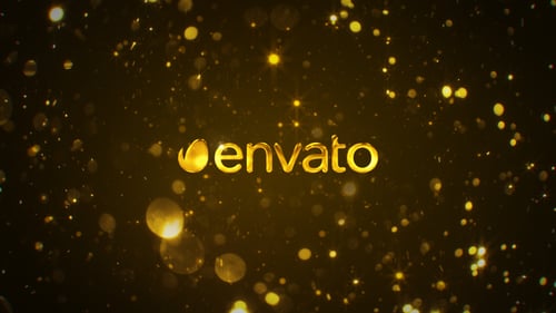 Cinematic Gold Logo Reveal with Sparkling Glitter Particles