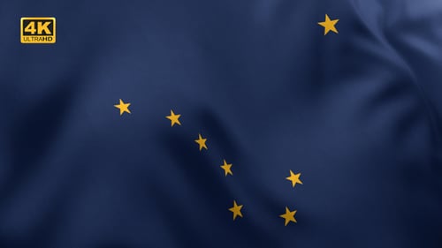 Waving Alaska State Flag Animation Background
