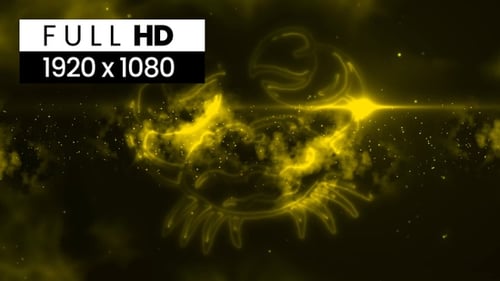 Glowing Neon Crab Zodiac Cancer Sign in Space