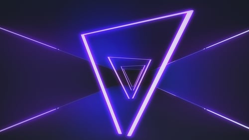 Abstract Futuristic Neon Triangle Tunnel Animation