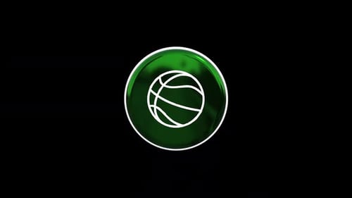 3D Rotating Basketball Icon Loop Animation