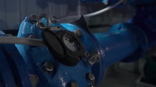 Close Up of Industrial Pipe and Water Meter