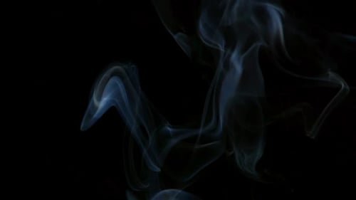 Abstract Blue Smoke Rising on Black Background