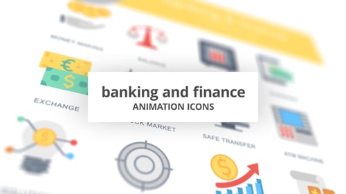Animated Banking and Finance Flat Design Icon Set