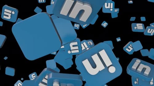 Falling 3D LinkedIn Social Media Icons