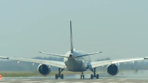 Commercial Airliner Taking off at Barcelona International Airport