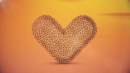 3D Giraffe Patterned Heart Shape Rotating Animation