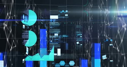 Futuristic Corporate Data Display with Business Graphs