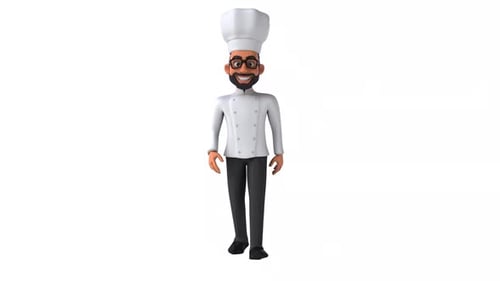 3D Animated Chef Character Walking Forward