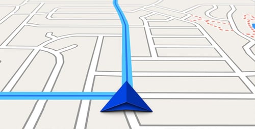 GPS Navigation Map Screen on the Road