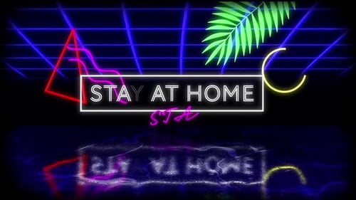 Retro 80s Neon Grid and Shapes Animated Background