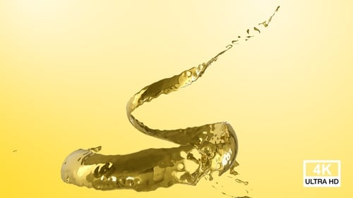 Golden Liquid Splashing Fluid Reveal Element
